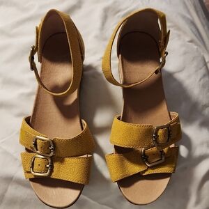 Dansko Yellow Buckle Strap Sandals